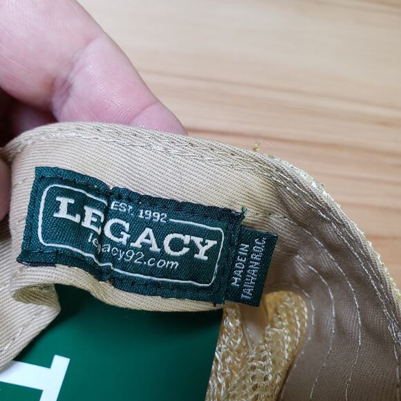 Legacy 92 Old Favorite Trucker Hat Green Camo Leather American Flag Patch New - Picture 7 of 8